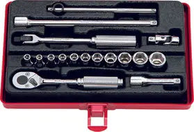 1/4 Sq. Dr. 17 Piece Metric 6-Point Socket Set 4-12mm