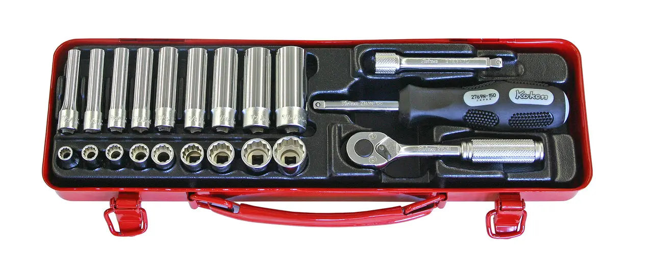 1/4 Sq. Dr. 21 Piece SAE 12-Point Socket Set 7/32-9/16
