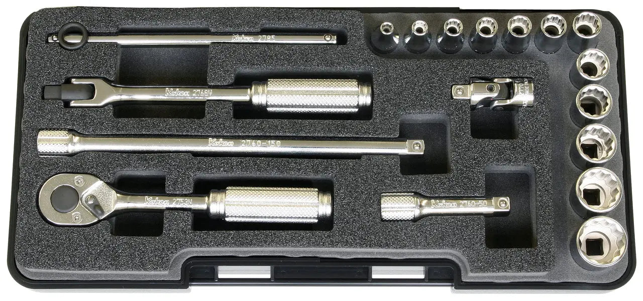 1/4 Sq. Dr. 18 Piece 12-Point SAE Socket Set 1/8-9/16