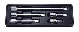 1/2 Sq. Dr. Wobble-Fix Extension Bar Set 50-250mm ABS Tray 5 pieces