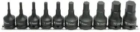 1/2 Sq. Dr. Bit Socket Set 4mm-19mm Hex 300mm 10 pieces