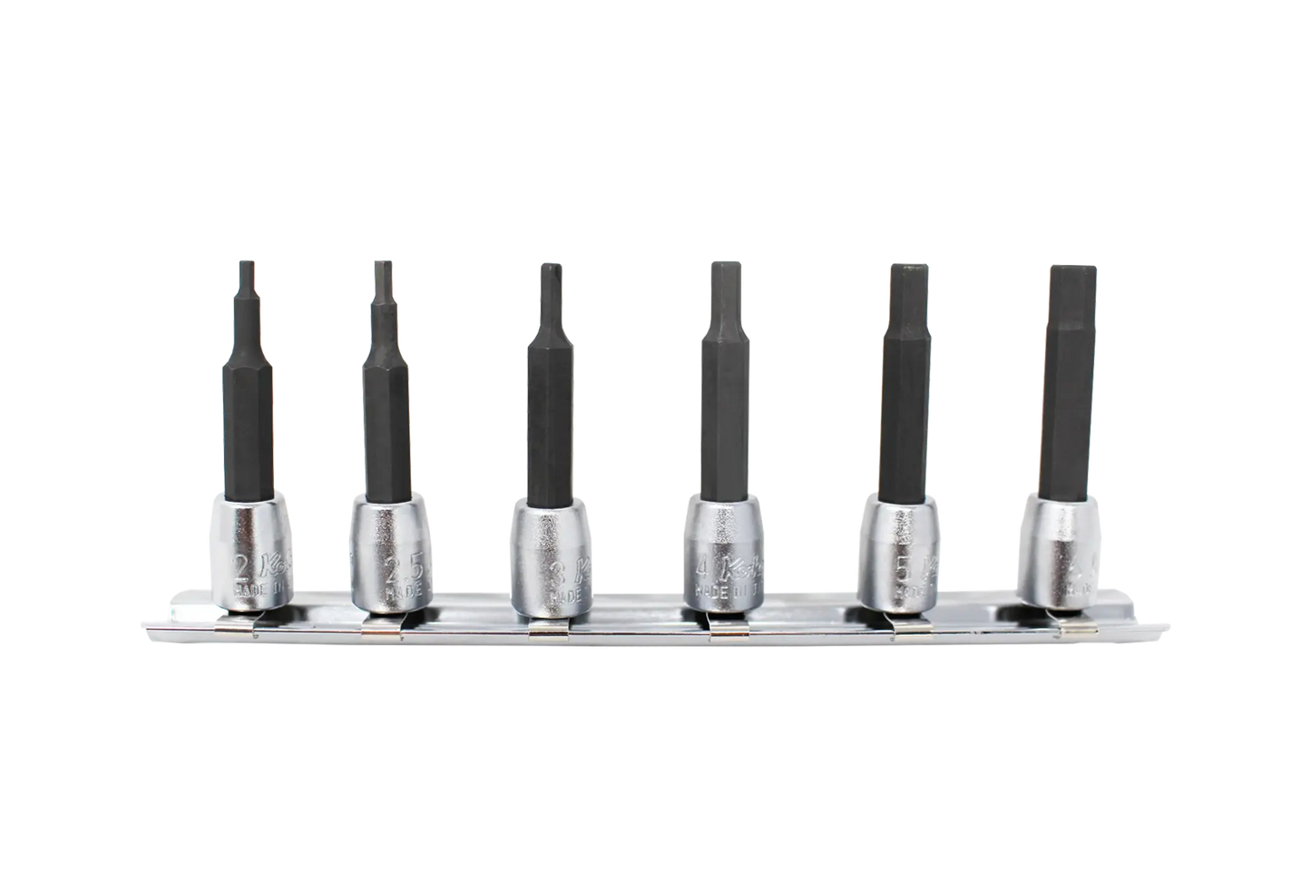 6 piece 1/4" Sq. Drive 50mm Hex Bit Socket Set 2-6mm