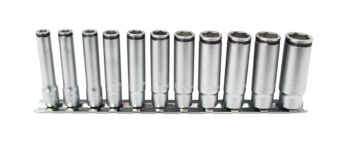 Special 1/4 Sq. Dr. Deep NUT GRIP® Socket Set, 5-14mm - 11 pieces