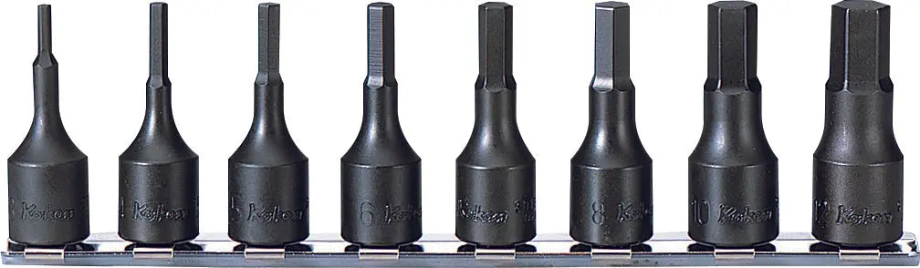 3/8 Sq. Dr. Bit Socket Set 3mm-12mm Hex 200mm 8 pieces