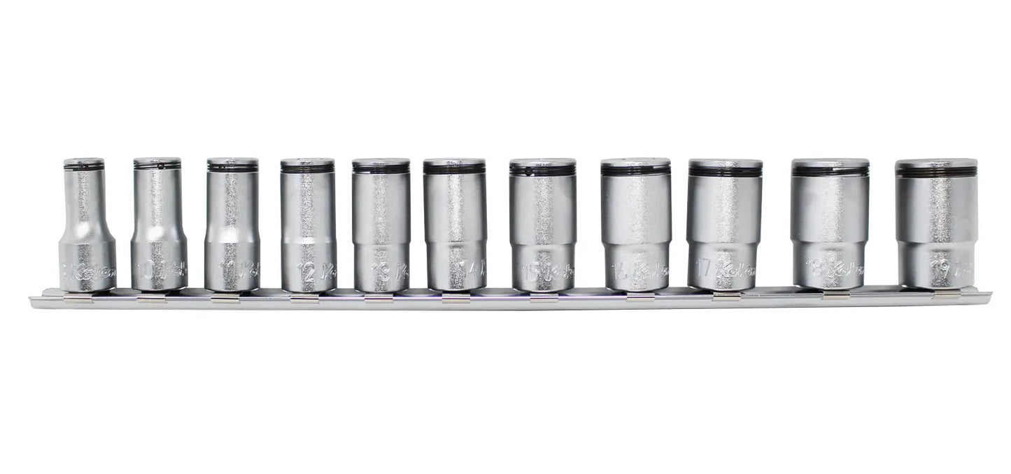 Special 3/8 Sq. Dr. Semi-Deep Socket Set 8-19mm Nut Grip 11 pieces