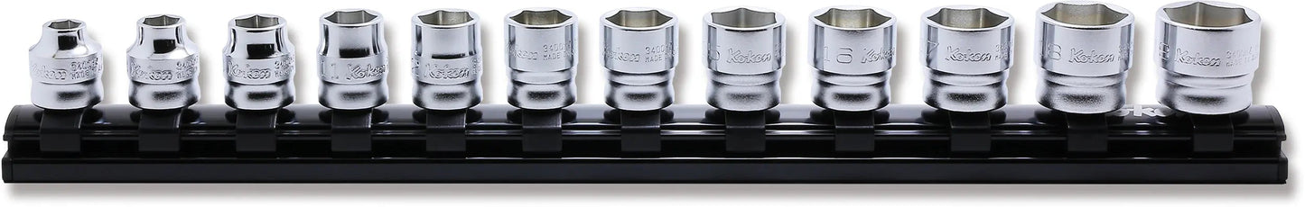 3/8 Sq. Dr. Socket Set 7-19mm 6 point 300mm Z-series 12 pieces