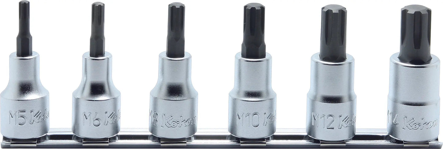 1/2 Sq. Dr. Bit Socket Set Ribe-CV M5-M16 200mm 6 pieces