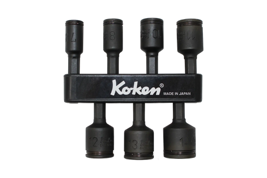 1/4 Hex Dr. 7 Piece Impact 6-Point Metric NUT GRIP® Nut Setters 7-14mm