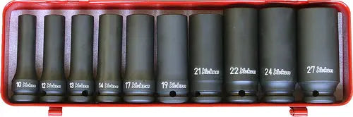1/2 Sq. Dr. 10 Piece Impact Deep 6-Point Socket Set 10-27mm