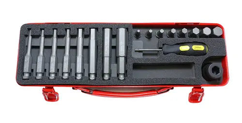 1/2 Sq. Dr. Bit + Bit Holder Set 4-14mm Hex 18 pieces