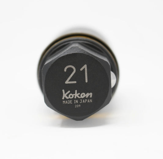 21 Hex Dr. Wheel Nut Adaptor Socket 21mm Extra Thin walled Length 55mm Color coded Protector