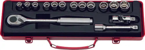 1/2 Sq. Dr. 15 Piece 12-Point Metric Socket Set 10-22mm