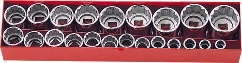 1/2 Sq. Dr. 22 Piece 12-Point Metric Socket Set 10-32mm