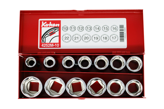 1/2 Sq. Dr. 13 Piece Surface Drive 6-Point Metric Socket Set 10-22mm