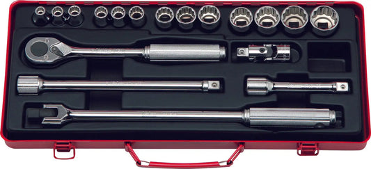 1/2 Sq. Dr. 18 Piece 12-Point Metric Socket Set 8-27mm