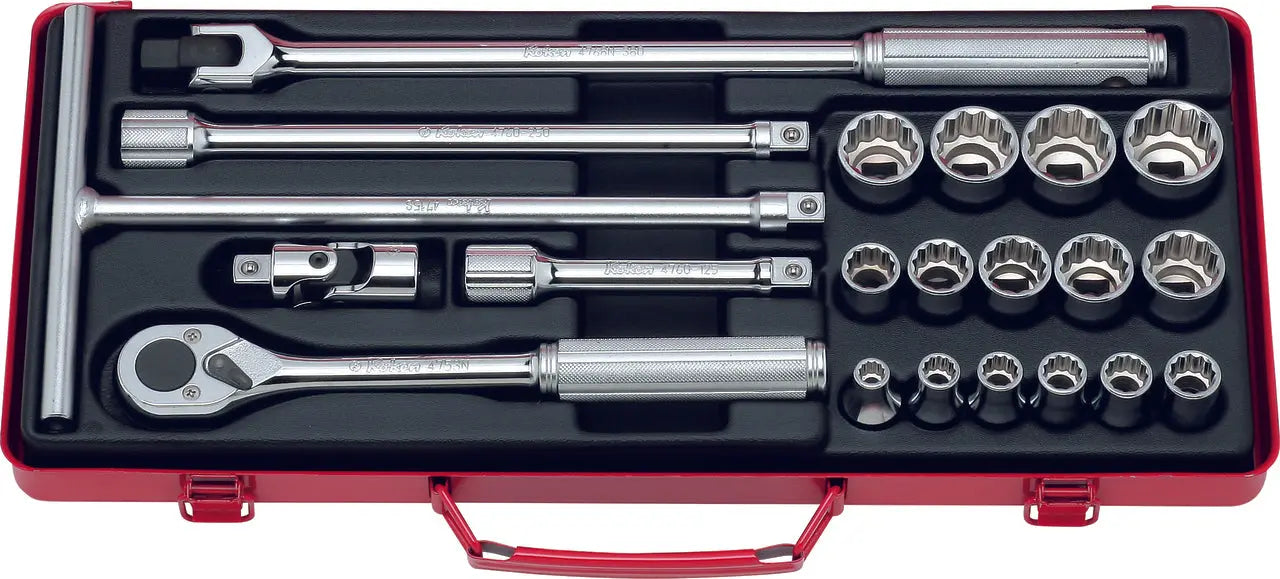 1/2 Sq. Dr. 21 Piece 12-Point Metric Socket Set 8-27mm