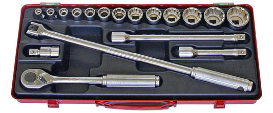 1/2 Sq. Dr. 18 Piece 12-Point Metric Socket Set 8-32mm