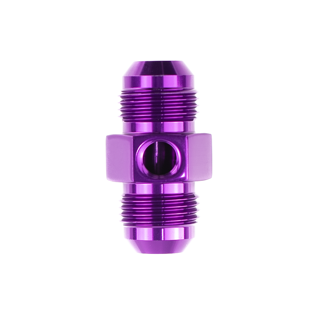 Pressure Gauge Adapter, 10AN Male to 10AN Male w/ 1/8" port