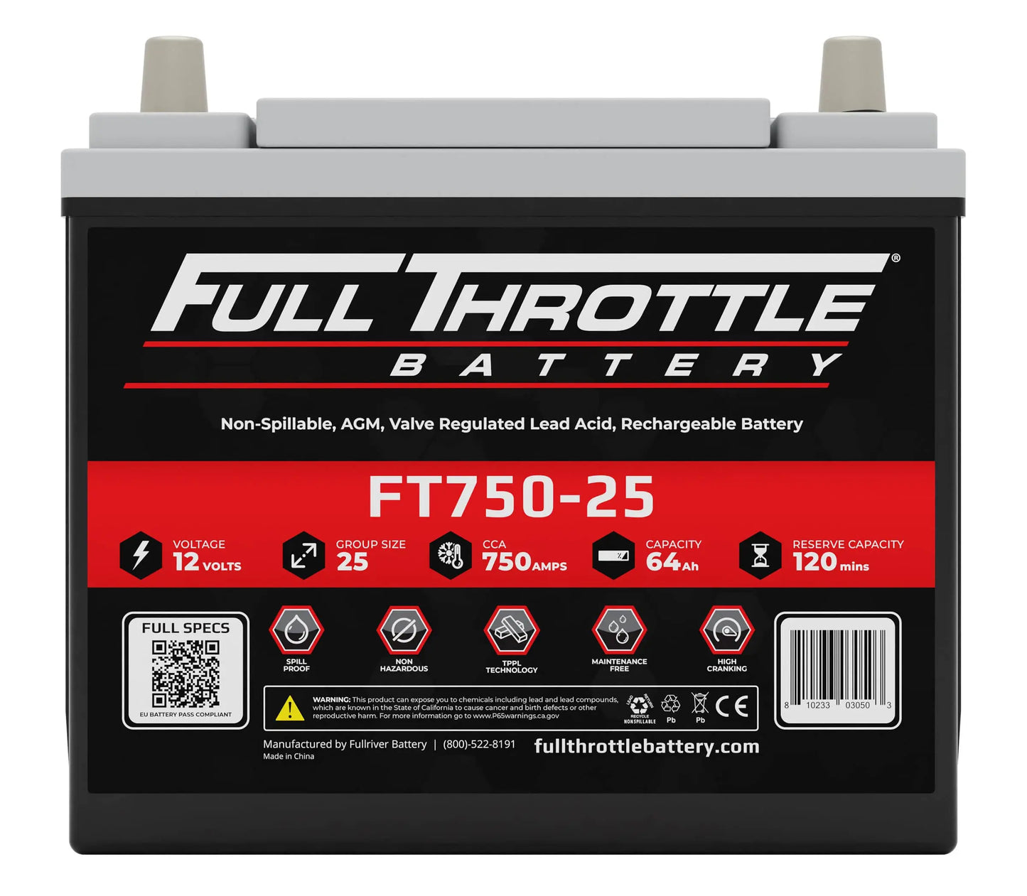 Full Throttle FT750-25 AGM battery 