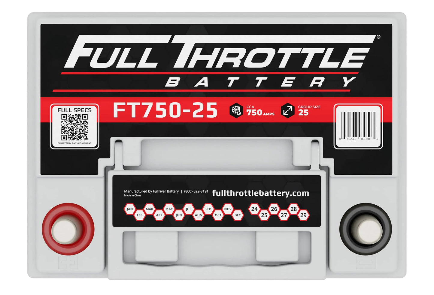 top view FT750-25 AGM battery 