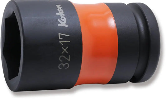 3/4 Sq. Dr. Rear Wheel Nut Socket 32 x 17mm Hex x Square 75mm Color coded