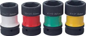 1 Sq. Dr. Rear Wheel Nut Socket Set Hex x Square Color coded 4 pieces