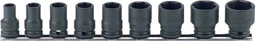 3/8 Sq. Dr. Socket Set 8-22mm 6 point Thin walled 9 pieces