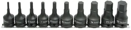 1/2 Sq. Dr. Bit Socket Set 4-19mm Hex Length 60mm 10 pieces