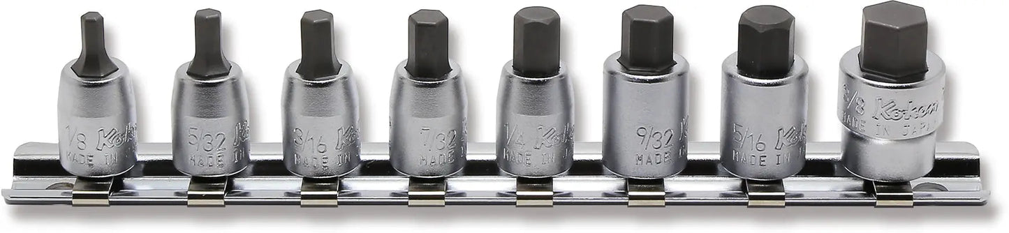 1/4 Sq. Dr. Socket Set 1/8-3/8 Hex Length 25mm 8 pieces