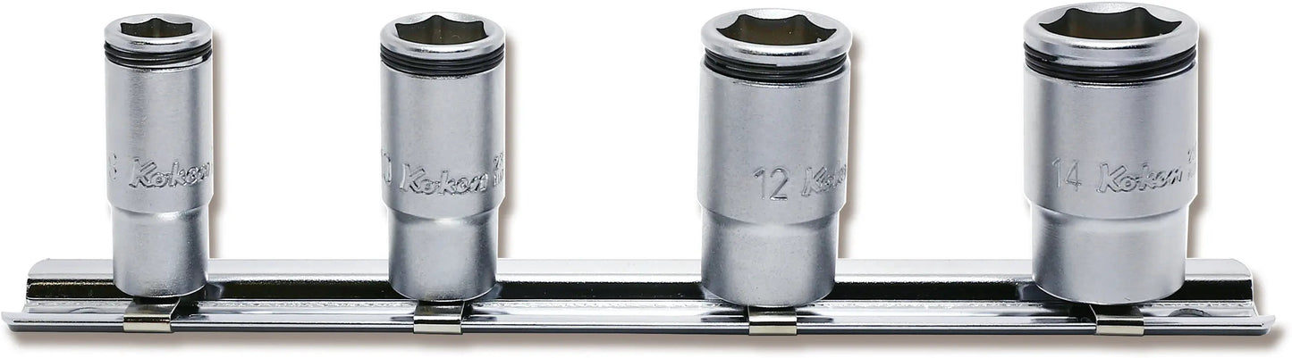 1/4 Sq. Dr. Socket Set 8-14mm Nut Grip 4 pieces