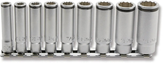 Ko-ken 1/4" Sq. Drive 12-Point SAE Deep NUT GRIP® 9 Piece Socket Set