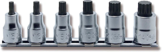 3/8 Sq. Dr. Bit Socket Set XZN M5-M14 Triple Square 150mm 6 pieces