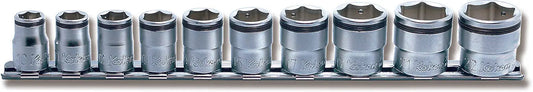 3/8 Sq. Dr. Socket Set 10mm-22mm Nut Grip 250mm 10 pieces