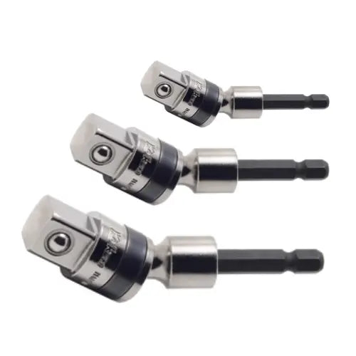 1/4 Hex Dr. Universal Adaptors 1/4, 1/2, 3/8 Square Dr. - 3 pieces