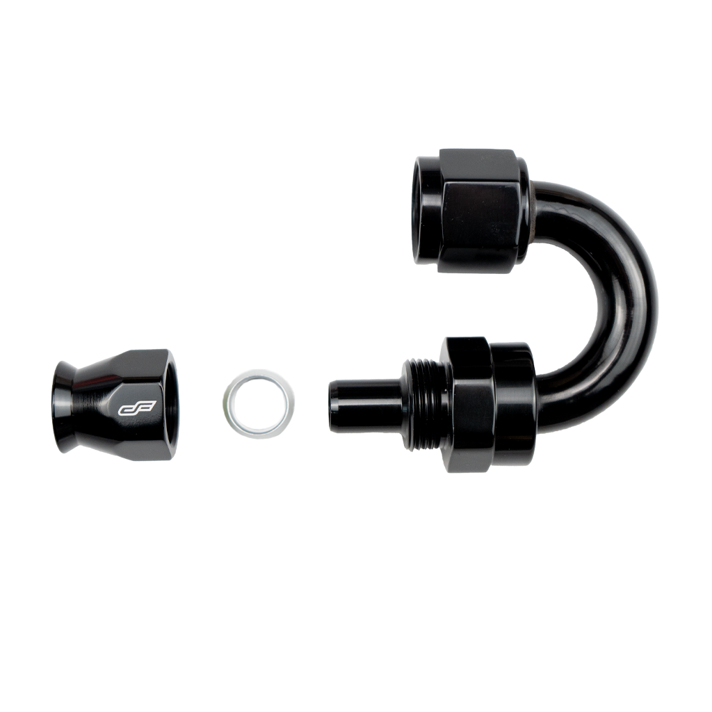 -10 AN 180 Degree Female Aluminum Hose End (PTFE)