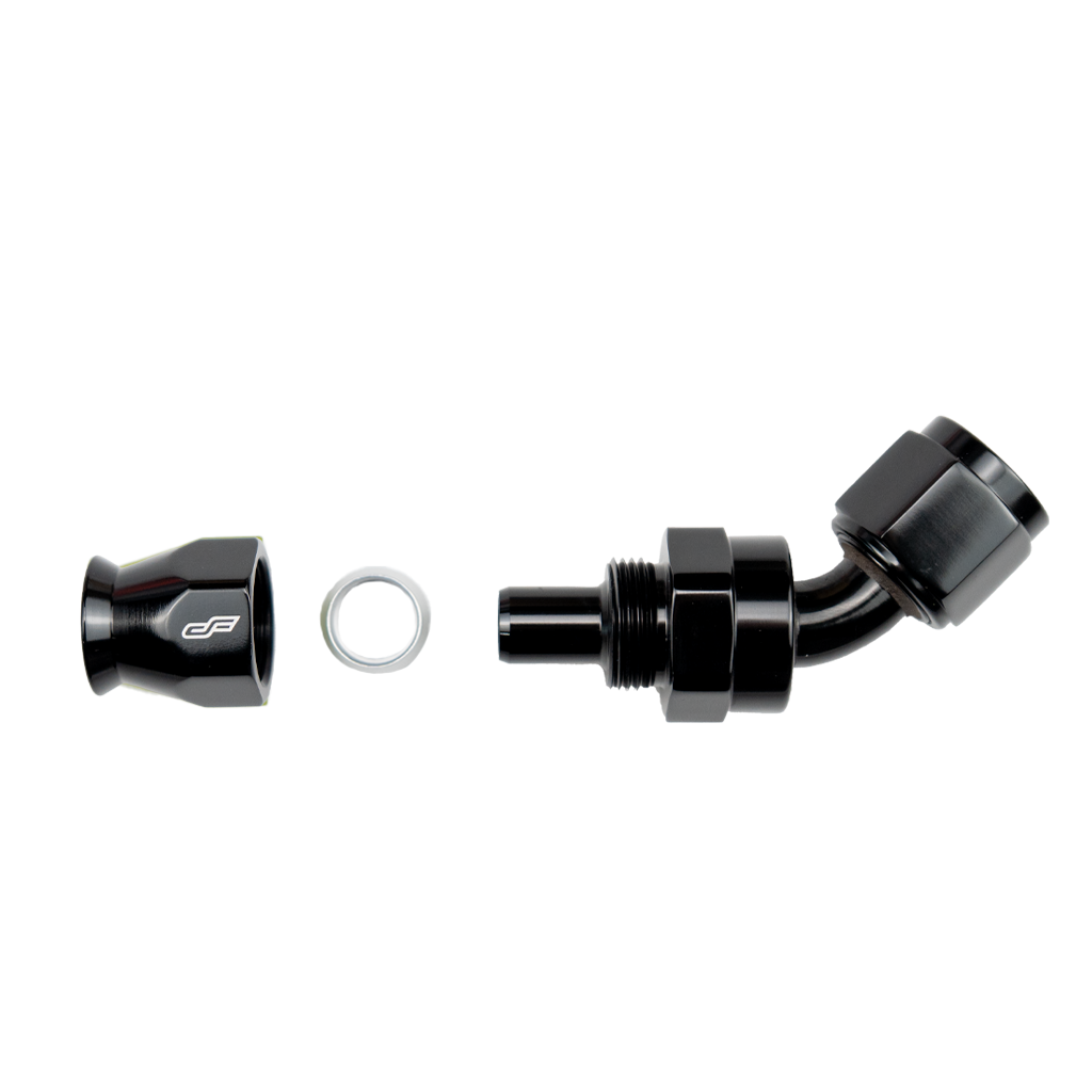 -8 AN 45 Degree Female Aluminum Hose End (PTFE)
