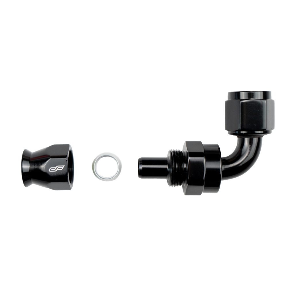 -6 AN 90 Degree Female Aluminum Hose End (PTFE)