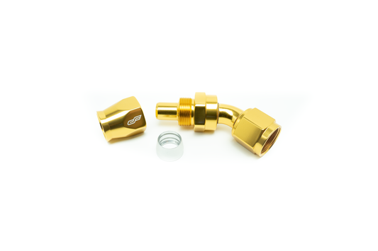 -06 AN 45 Degree Female Aluminum Hose End (PTFE)