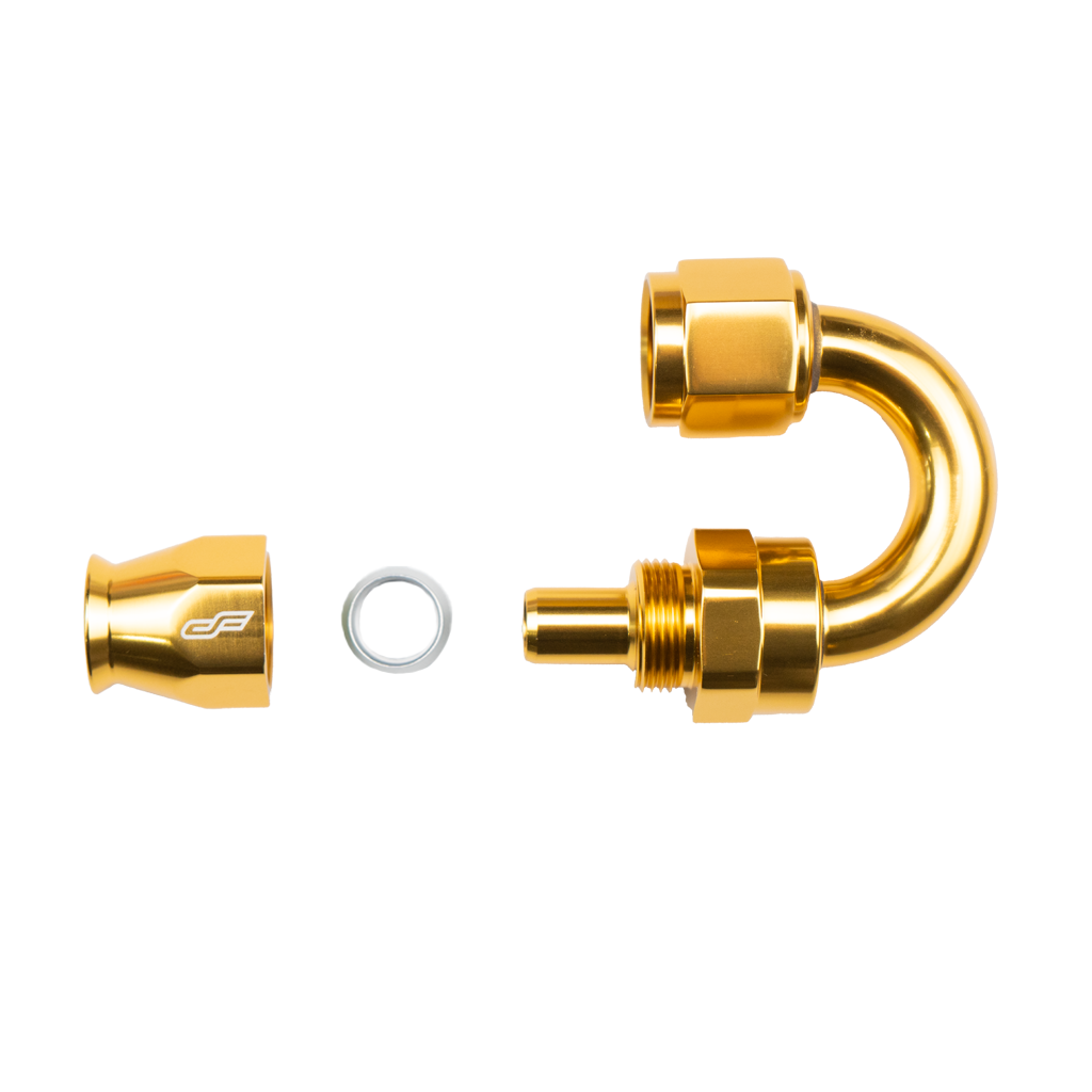 -8 AN 180 Degree Female Aluminum Hose End (PTFE)