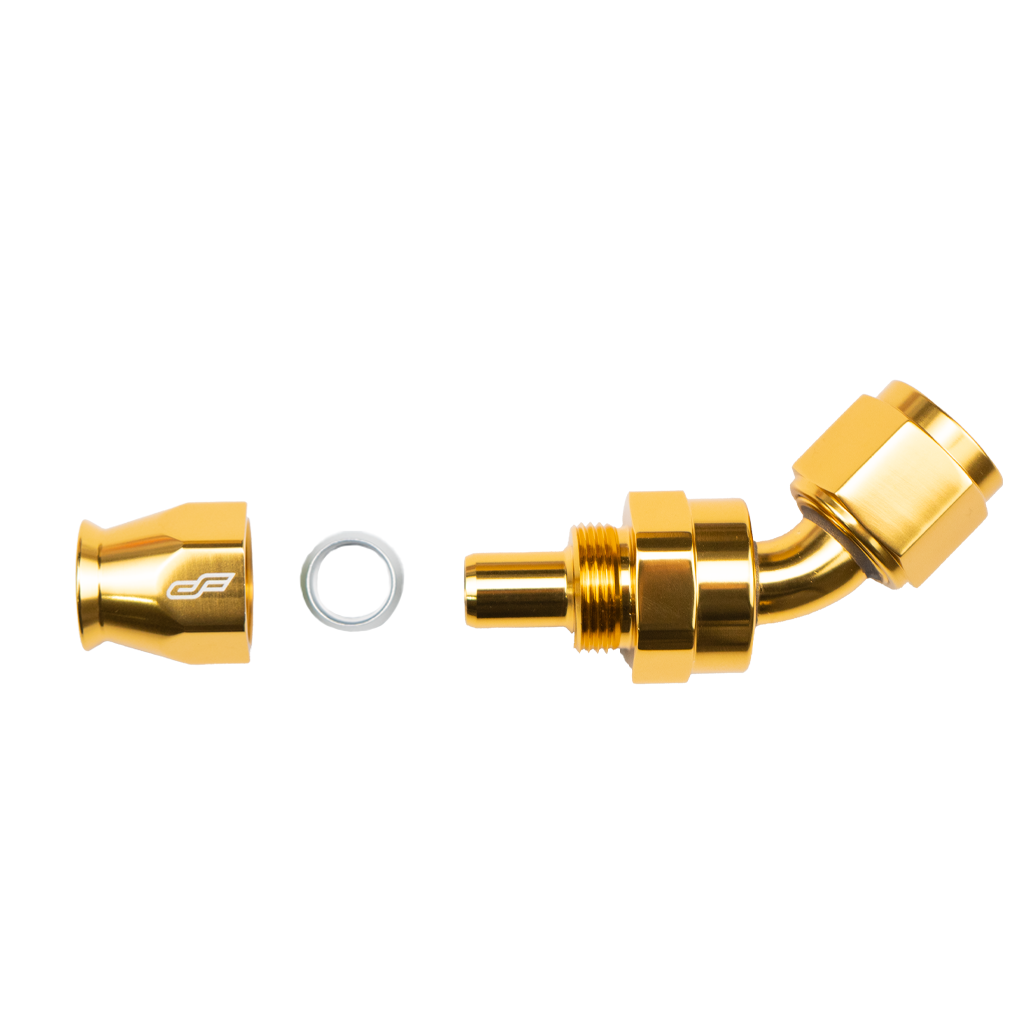 -6 AN 45 Degree Female Aluminum Hose End (PTFE)