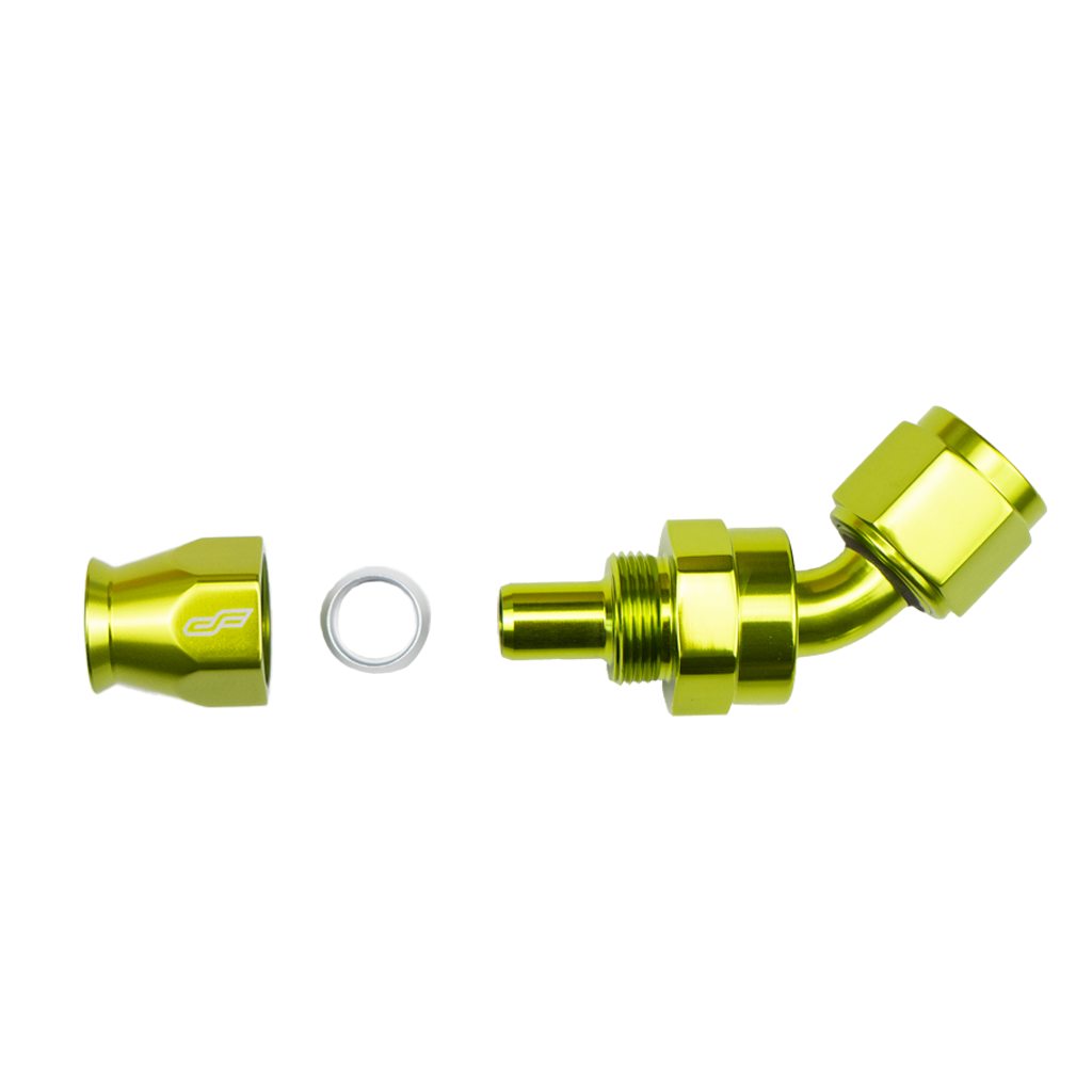 -6 AN 45 Degree Female Aluminum Hose End (PTFE)