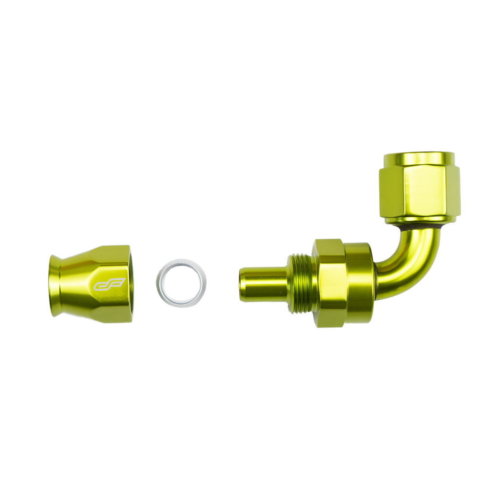-10 AN 90 Degree Female Aluminum Hose End (PTFE)