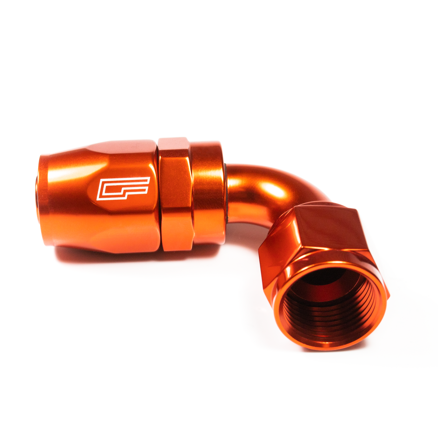 -08 AN 90 Degree Female Aluminum Hose End (PTFE)