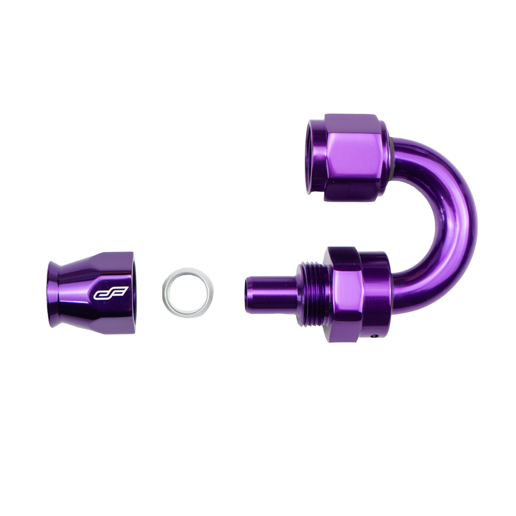 -8 AN 180 Degree Female Aluminum Hose End (PTFE)