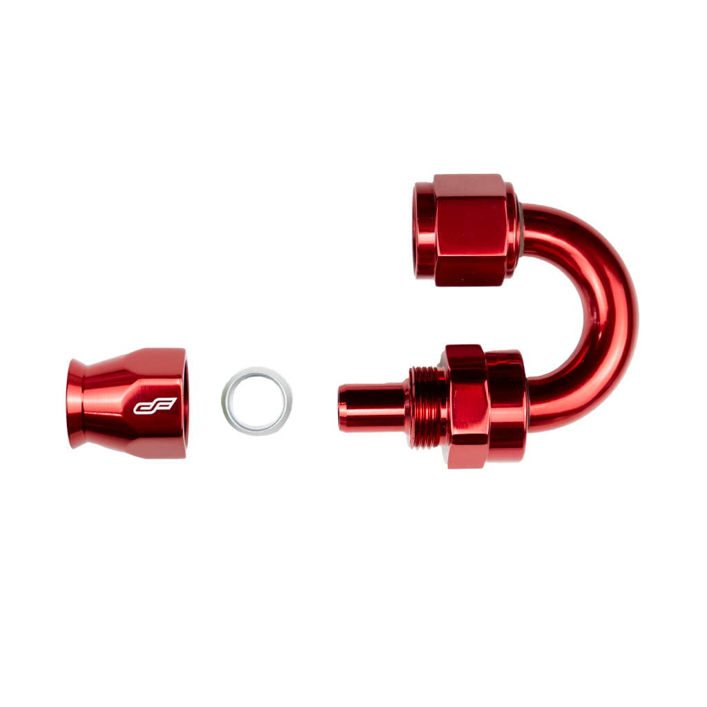 -8 AN 180 Degree Female Aluminum Hose End (PTFE)