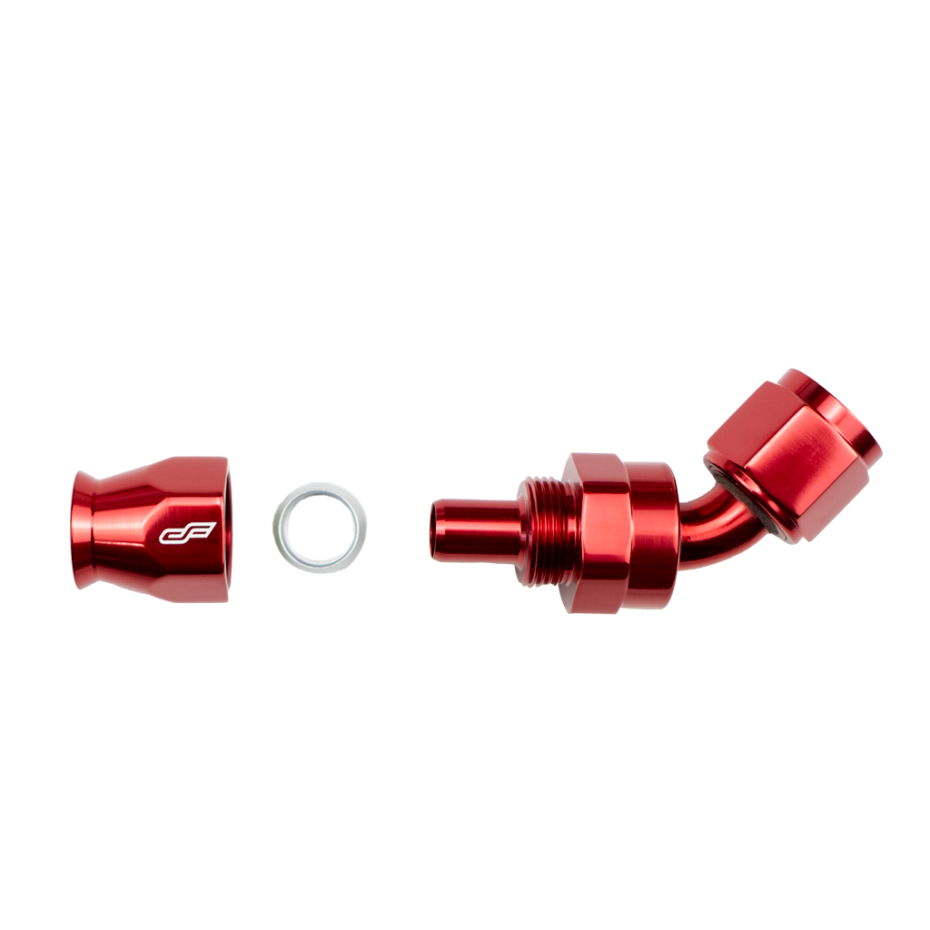 -4 AN 45 Degree Female Aluminum Hose End (PTFE)