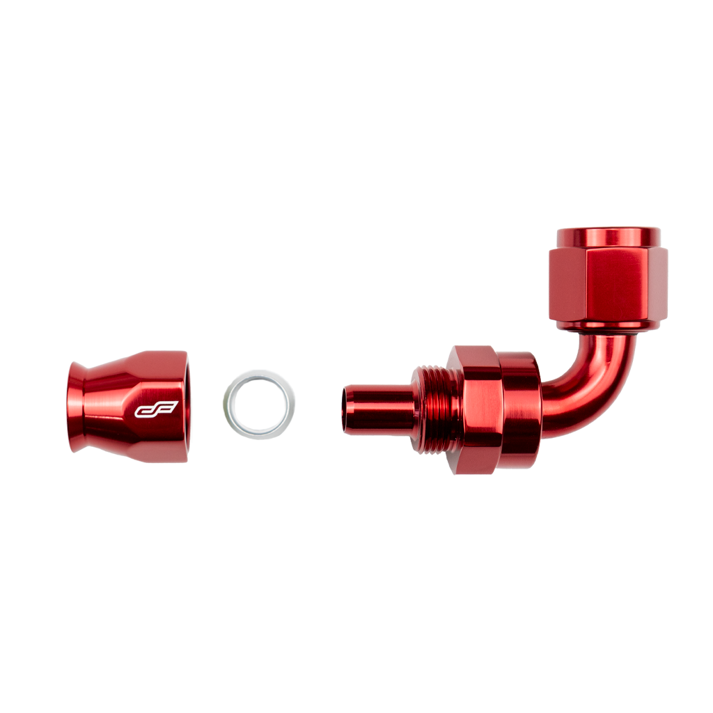 -4 AN 90 Degree Female Aluminum Hose End (PTFE)