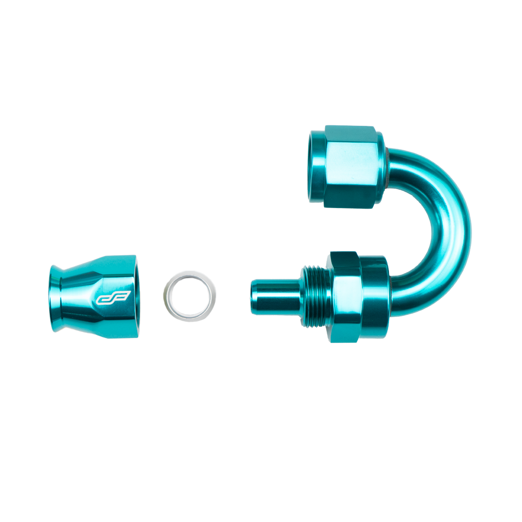 -8 AN 180 Degree Female Aluminum Hose End (PTFE)